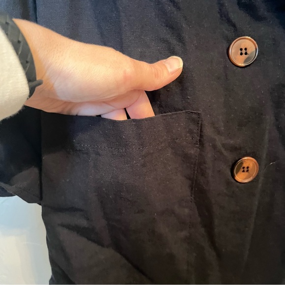 NWT ANTHROPOLOGIE Amadi Kaye Blazer Navy Sz XS Oversized Linen Double Breasted - Picture 7 of 12